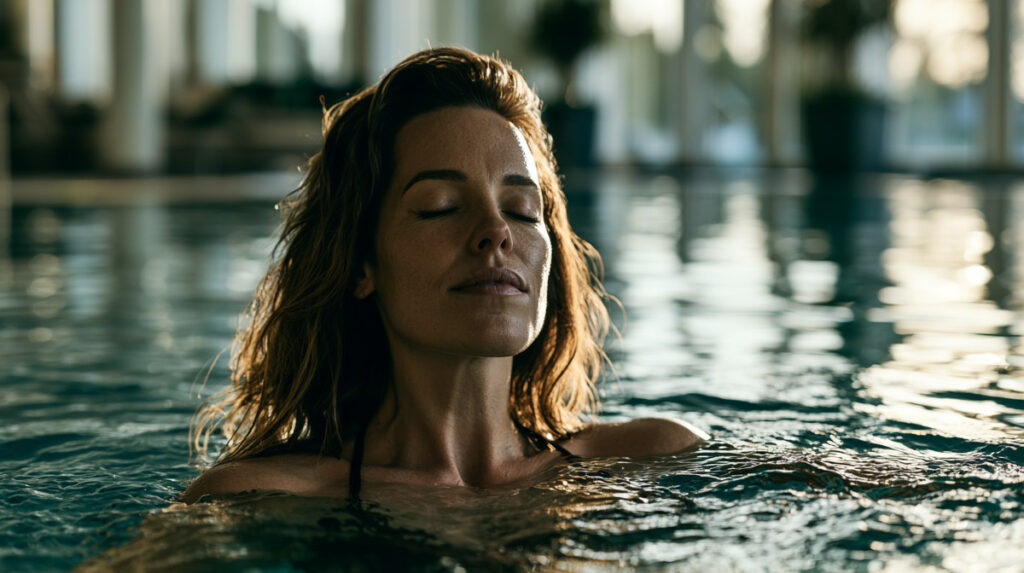 Kvinde nyder spa og afslapning på hotel i Sweden